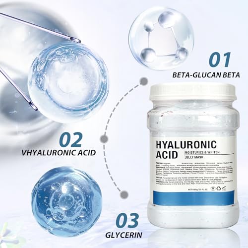Jelly Mask for Facials, Hydrating & Moisturizing Peel-Off Rubber Gel Face Mask Skin Care for Deep Hydration & Glow, 23 Fl Oz Jar Professional Spa Use for All Skin Types with hyaluronic acid