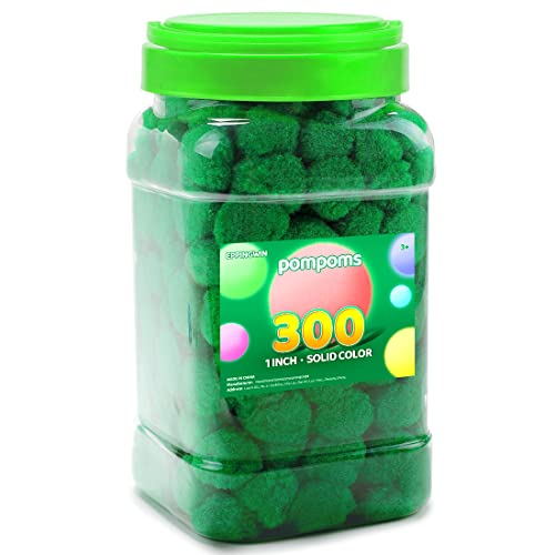Eppingwin 300pcs 1 Inch Green Pom Poms, Soft Pompoms for Crafts, Pom pom Balls for Arts & Crafts DIY Projects(Green)