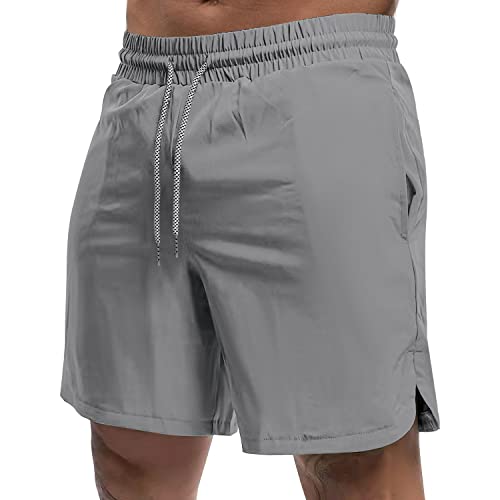 Gym Shorts for Mens Workout Shorts Regular Fit Activewear Shorts Male Muscle Shorts Elasticity Lightweight Living Shorts Grey XL