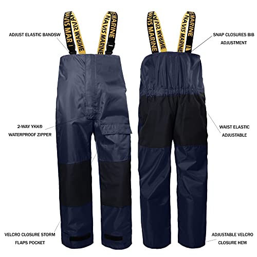 Sailing Jacket with Bib Pants Overall Waterproof for Men Women Fishing Rain Suits Coastal(Navy, Medium) - Thumbnail 6