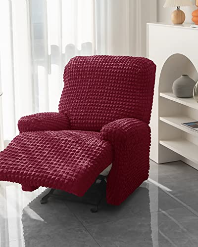 Bluesurge Recliner Chair Covers 4-Pieces Recliner Stretch Sofa Slipcover For Living Room Furniture Protector Couch Soft With Elastic Stretchable (Recliner, Wine Red) #TOP6
