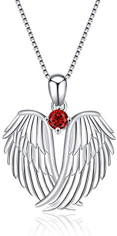 Guardian Angel Wings Necklace Sterling Silver Pendant with Sparkle Cubic Zirconia Jewellery For Women Girls