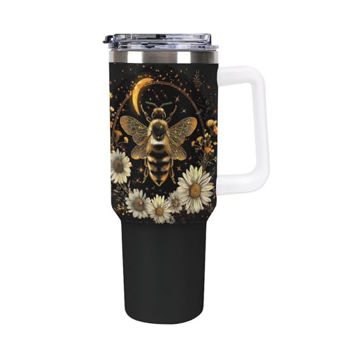 Taza de viaje Bee Moon de 40 oz, la botella de agua perfecta para tus rutas en coche