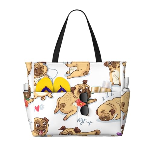 Sac de plage imprimé chien drôle pour les sorties d'été