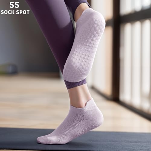 Image of 4 /6 Pairs Pilates Yoga Socks for Women | Non Slip Grip Socks | Athletic Barre Workout