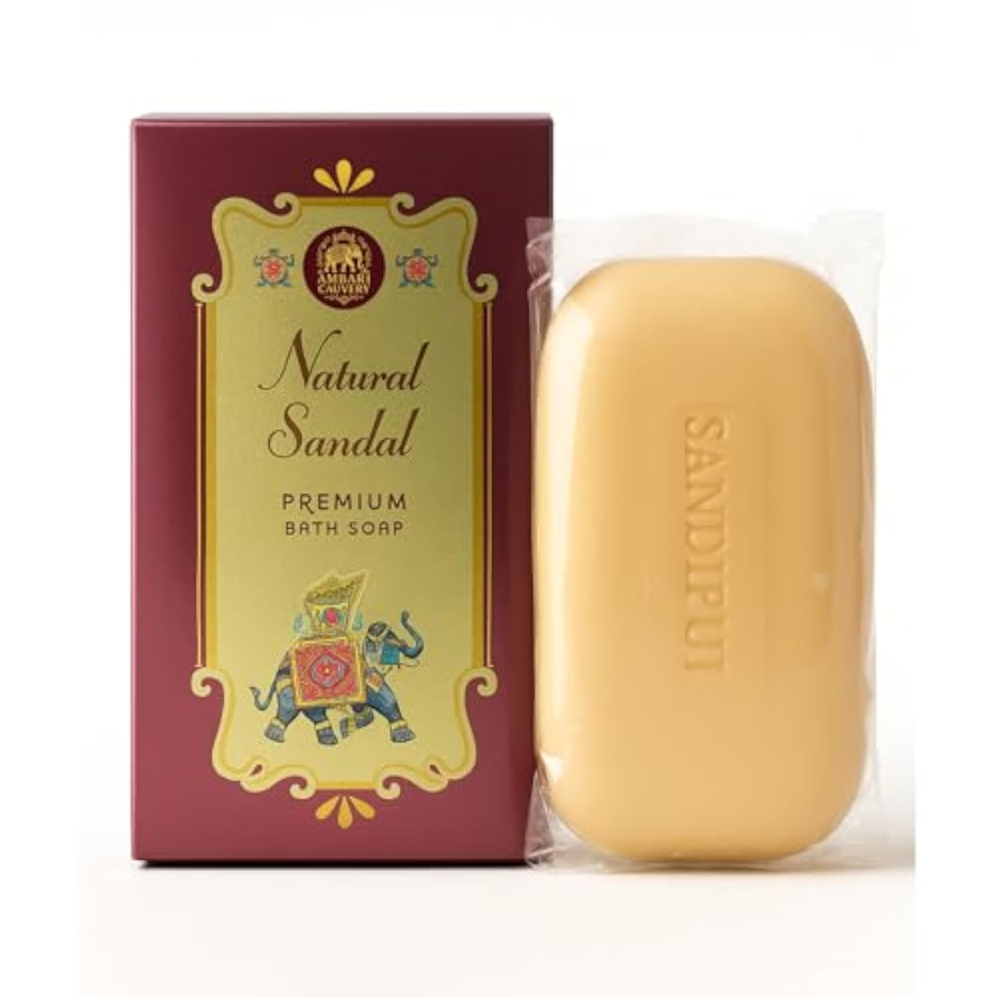 Mysore Cauvery Sandalwood Bath Soap, Natural Skincare, Pack of 3