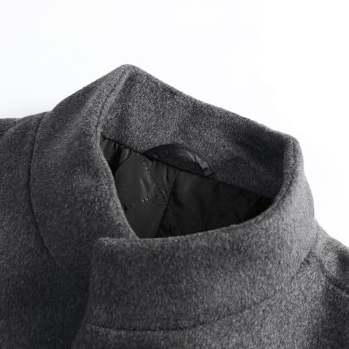 Allthemen Abrigo Hombre Grueso Invierno Largo Trench Coat de Lana Caliente Chaqueta Slim Fit Parka Cuello Alto Gris-grueso M - imagen 3