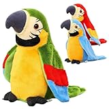 Talking Parrot Toy Interactive Toy Mimicry Pet Speaking Plush Toys Repeat What You Say Waving Wings Electronic Bird Stuffed Animal Interactive Sensory Educational-Toy Birthday Xmas Gift for Kids Baby