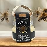 Asquith & Somerset Luxury Body Scrub Set, Sweet Honey and Vanilla Scented with Brush, 15.87 oz