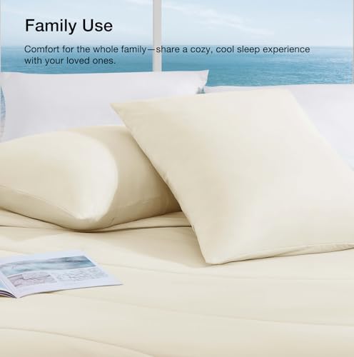 Monbix ChillChilla Cooling Comforter King Size-3 Pieces Cooling Blankets for Hot Sleepers and Night Sweats, Double-Sided Summer King Size Comforter Set, Breathable Lightweight Blanket Cream White