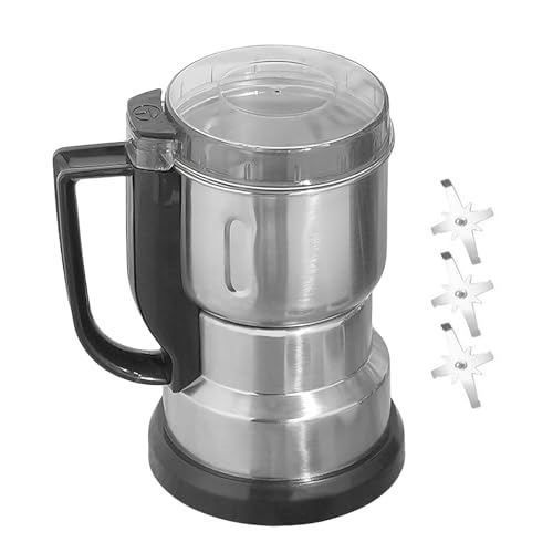 Elektrisch Kaffeemühle, Getreidemühle Multifunktionale, Edelstahl-Pulvermühle für Zuhause, Kaffee & Gewürzmühle für Trockenstoffe, Getreide, Gewürze, Kräuter (A)
