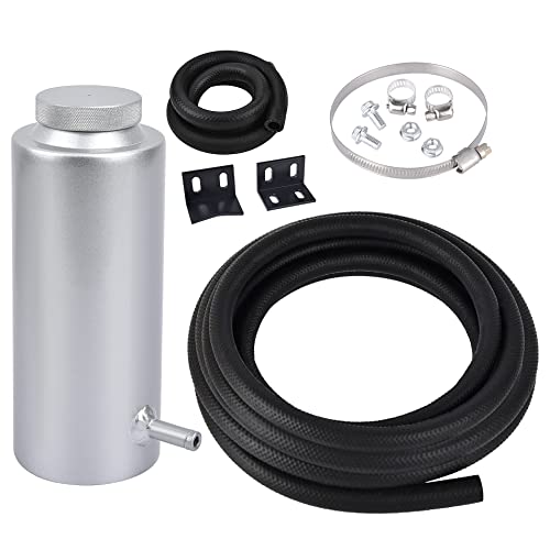Evil Energy 800Ml Coolant Overflow Tank Silver Bundle With 5/16 Fuel Hose Line Nbr Rubber 10Ft 300Psi Sae 30R7 #TOP26