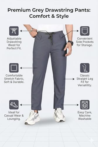 Image of HOODMASTER Men's Polyester Blend Track Pant with Drawstring Classic Style Regular Fit Solid Pattern and Standard Length | Mens Casual Daily Use Track Pants | Soft Fabric Modern Casual Track Pant
