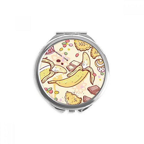 Miroir rond de poche motif banane compact pour corriger son maquillage rapidement partout
