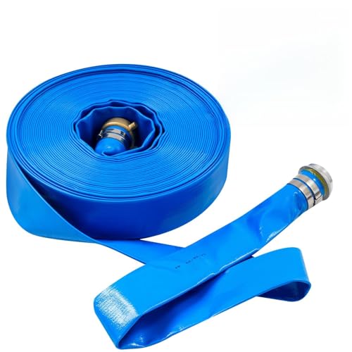 LARIDEN 2" x 100 Ft Discharge Hose Industrial Agricultural Water Pump Drain Hose, 2" x 100 ft Lay Flat Water Discharge Hose with Aluminum CE Fittings for Water Pump And Filters