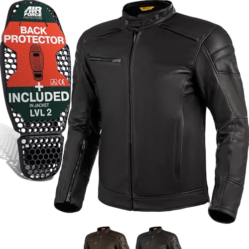SHIMA BLAKE Chaqueta Moto Hombre – Cazadora moto hombre de cuero premium ventilado con CE espalda, hombros, codos protecciones, reforzado costuras dobles (Negro, XXL)