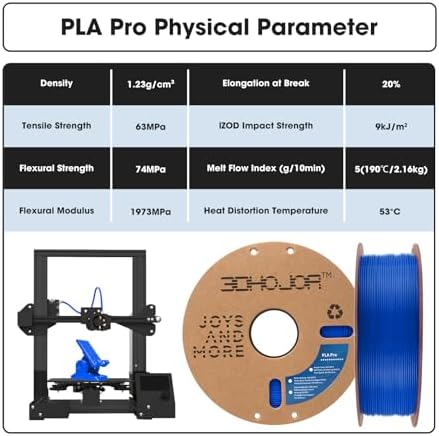 3DHoJor PLA Pro Filament 1.75mm,3D Printer Filament,1kg Cardboard Spool (2.2lbs), Fit Most FDM 3D Printer, Blue - View 6