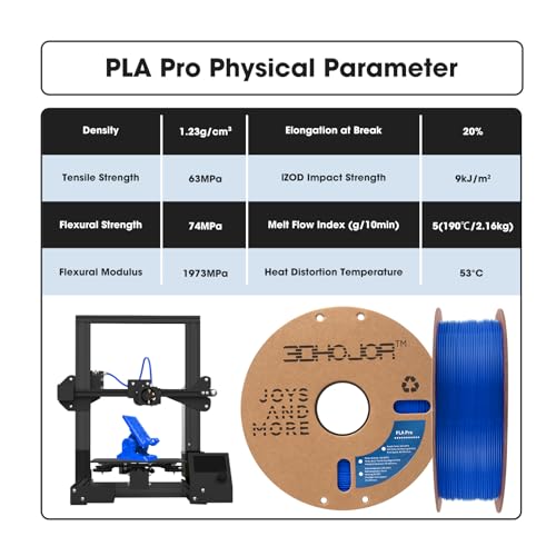 Image of 3DHoJor PLA Pro (PLA+) Filament 1.75mm, 3D Printer Filament, Cardboard Spool, Dimensional Accuracy + /- 0.03 mm - Blue, 1kg