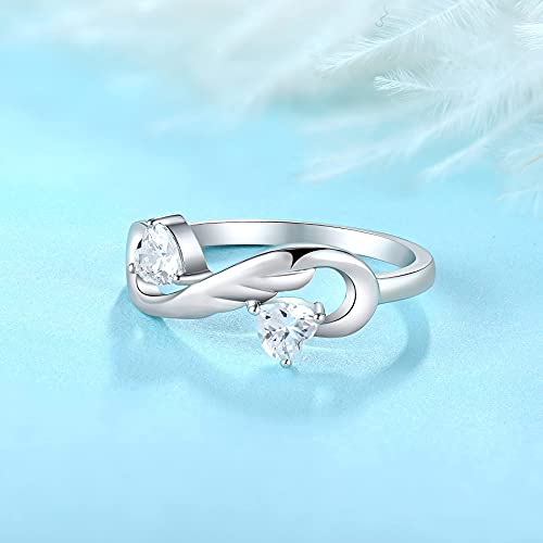 Starchenie Women's Infinity Promise Ring 925 Sterling Silver Angel Wing Feather Heart Ring Size 6 #TOP5