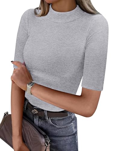 ANRABESS Womens Tops Mock Neck Half Sleeve Shirts...