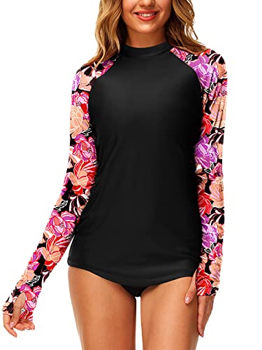 Women Spf Surf Swim Shirts Long Sleeve Floral Upf 50+ Uv Rash Guard Tropical Print Beach Hiking Tops Xl #TOP5