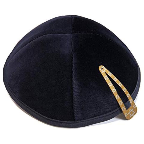 Navy Blue Velvet 20 cm Kippah Yarmulke Jewish Kippa Israel Cap Judaica w/clip Mens Cover