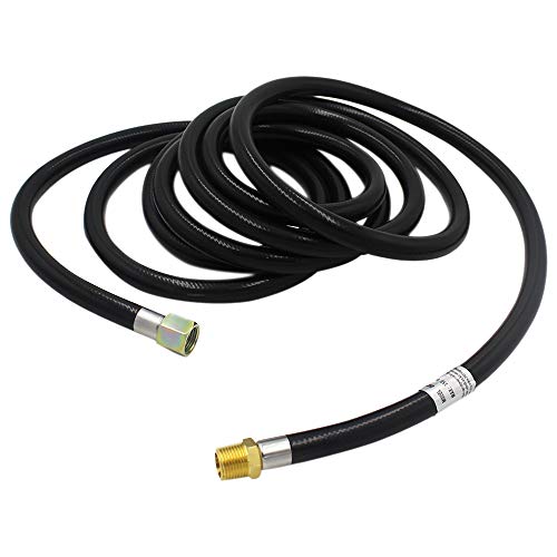 MENSI 12 Foot High Pressure Propane Extension Hose Assembly for RV Grill Torches (3/8\" Female Flare x 3/8\" MNPT)