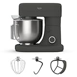 Martha Stewart 5.3Qt Stand Mixer, 12-Speed Tilt-Head Electric Kitchen Mixer with Stainless Steel Bowl, Dough Hook, Whisk & Beater, Splash Guard, Ideal for Baking Bread, Cake & Whipping, Caviar Gray