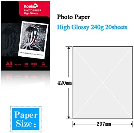 KOALA Inkjet Photo Paper A3 Glossy 20 Sheets 240 GSM for Canon Hp Epson Inkjet Printer
