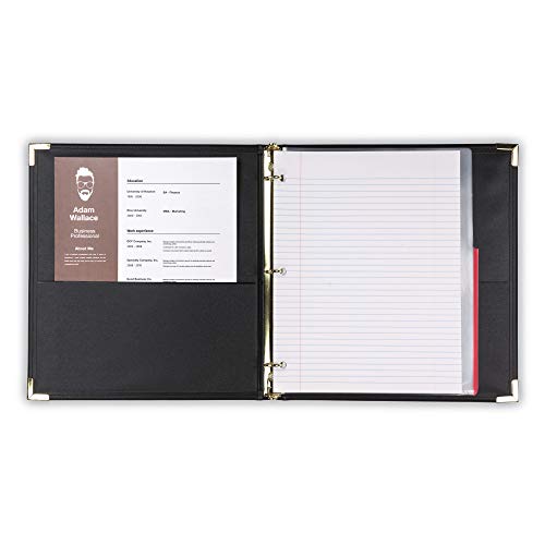 Samsill Classic Collection Leather 3 Ring Binder, Executive Presentation Portfolio, 0.5 Inch (Holds 100 Sheets), Brass Round Ring, Black by Samsill - Image 3