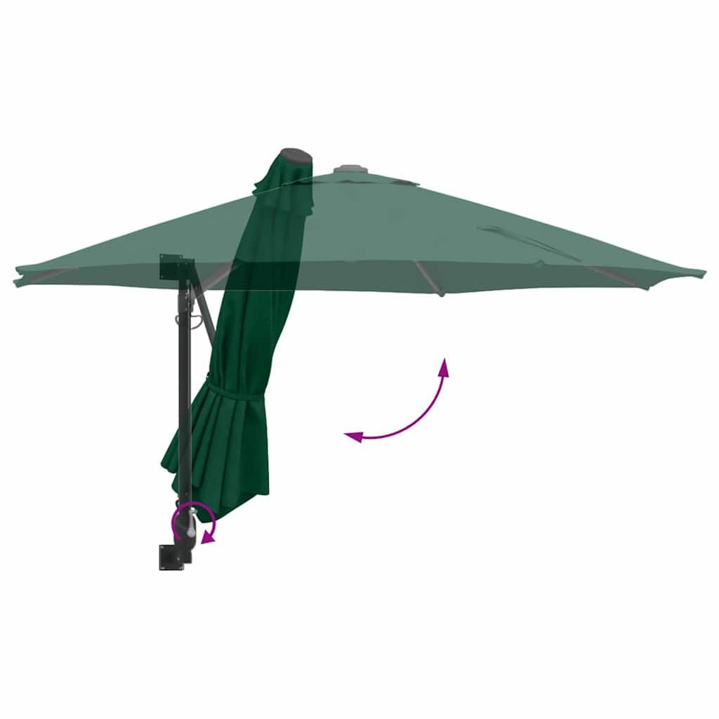 SYDE Zielony parasol ogrodowy 248 x 248 x 148 cm poliester i stal
