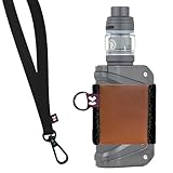 VCASE Leather Vape Holder, Comfortable Design for E Cigarette, High-Strength Elastic (Brown Holder/Black Lanyard XL)