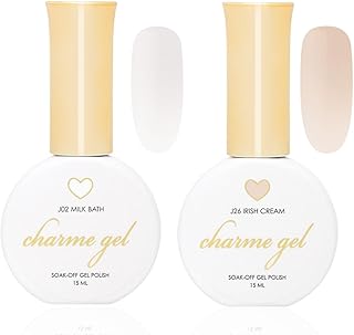 Daily Charme Charme Gel Nail Polish Milk Bath & Irish Cream Duo Bundle 15ml/bottle Soak Off UV/LED Gel Nail Polish Home DIY/Nail Salon Manicure