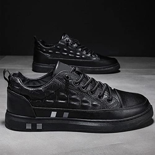 Sapatos de Caminhada Masculinos, Tênis Fashion Masculino Com Cadarço e Estampa de Crocodilo Versátil