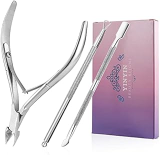 Cuticle Trimmer with Cuticle Pusher -YINYIN Cuticle Remover Cuticle Nippers Professional Stainless Steel Cuticle Pusher and Cutter Clippers Durable Pedicure Manicure Tools for Fingernails and Toenails