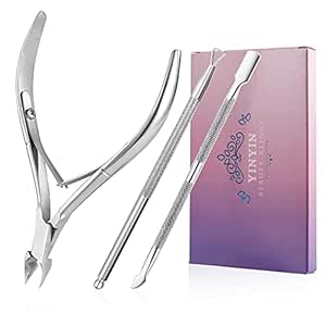 YINYIN Cuticle Trimmer with Pusher and Cutter, Silver
