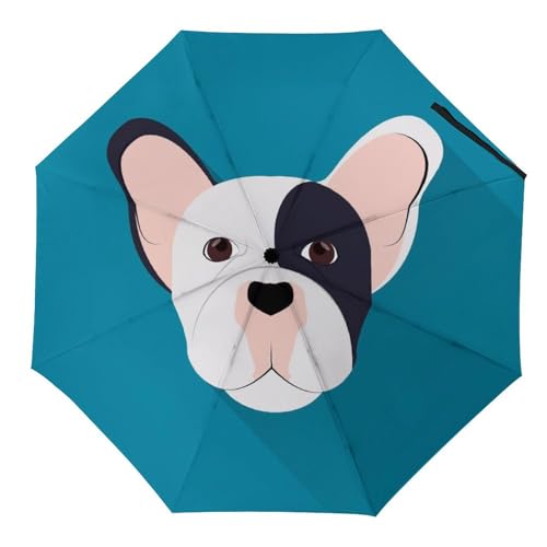 Parapluie pliant bouledogue automatique et compact pour les voyages des hommes et femmes