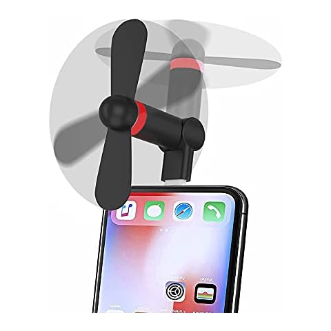 Wuedozue Portable Mini Fan [180 Rotating] Small Cool Cooler Cell Phone Fan Compatible with iPhone 12/11/12 Pro/Xs/Max/X / 8/8 Plus / 7/7 Plus / 6/6 Plus/iPod and Other Devices Cover