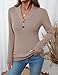 LOMON Womens Sweaters Fall 2025 Collared V Neck Tunic Pullover Dressy Casual Long Sleeve Knitted Lightweight Jumper Business Button Polo Shirts (Deep Khaki,X-Large)