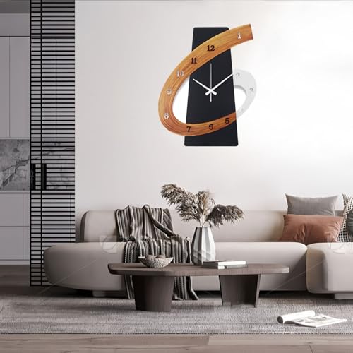 Reloj de pared decorativo grande negro silencioso 20 pulg. miniatura 5