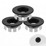 MNYXIS 3 Pezzi Tappo Troppo Pieno Lavandino in Ottone, Anello Troppopieno Nero Opaco per Lavabo Bagno e Bidet, Copertura Foro Troppopieno Rotonda Universale per Cucina e Bagno