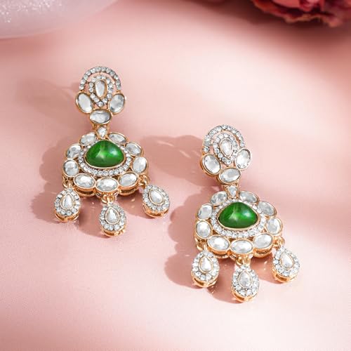 Image of Rubans Drop Earrings American Diamond Crystal Stylish Trendy Jewellery Gift for Women & Girls