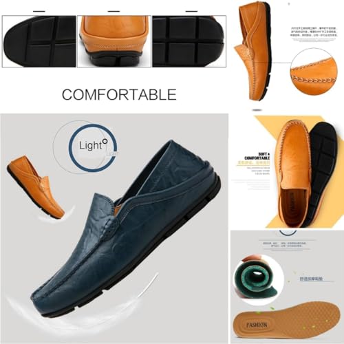 Men's Premium Genuine Leather Casual Slip on Loafers, Breathable Business Casual Men's Leather Shoes Soft Driving Moccasins Fashion Slipper3