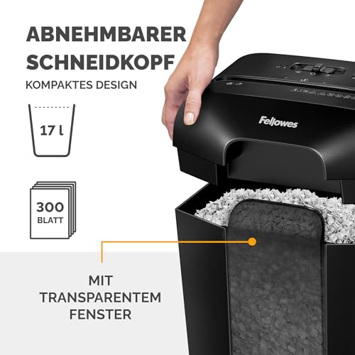 Fellowes Aktenvernichter Papiervernichter LX41-8 Blatt 4x12 mm Mini-Cut P4 - für Zuhause und das Home Office - mit Sicherheitssperre und 17 Liter Papierkorb - schwarz
