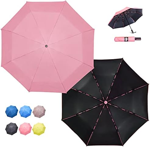 HOSA Auto Open Close Compact Portable Lightweight Automatic Repel Folding Travel Umbrella Ergonomic Handle Double Fiberglass Ribs Windproof UV Protection, For Raining Sunny Days Night Time Use