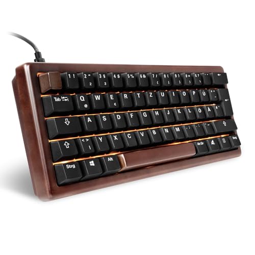 Sharkoon Skiller SGk50 S4 Wood, PBT, RGB Gaming Keyboard, 60% DE-Layout