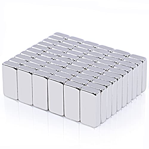 MIN CI 60 Pack Super Strong Rare Earth Magnets, Small Rectangular Neodymium Magnets Bar, Heavy Duty Magnets, for Fridge DIY Decoration Whiteboard Tool Storage Kitchen