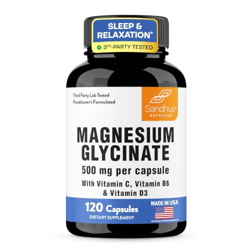 Magnesium Glycinate 500mg with Zinc, Vitamin C, D3 & B6, 120 Capsules