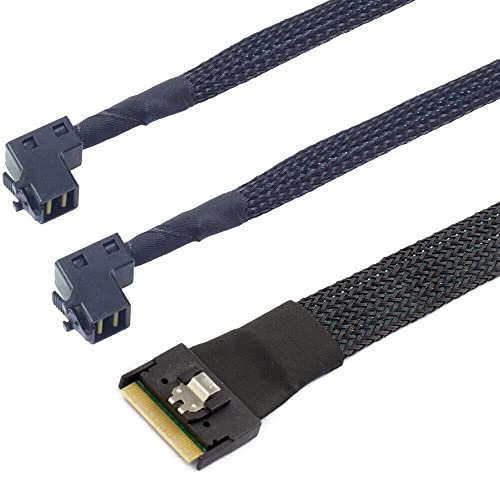 Câble Slim SAS SFF-8654 8i vers 2 SFF-8643 résout les pertes de signal 4.0