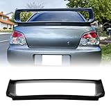 MODILOVER Trunk Spoiler Compatible with 2002-2007 Subaru Impreza WRX Sedan, ABS Plastic Unpainted Black STI Style W/LED Rear Trunk Tail Lid Racing Spoiler Wing